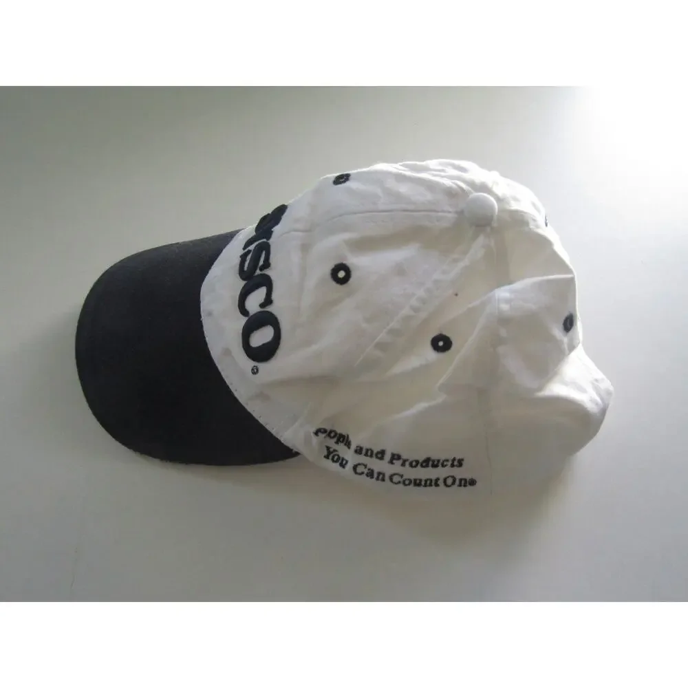Sysco Logo Hat White‎ Blue Adjustable Embroidered USA Flag 100% Cotton Cap